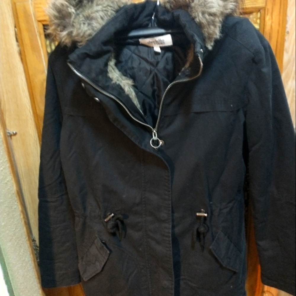 Charlotte Russe Woman's Black Faux Fur Lined Jacket Size S